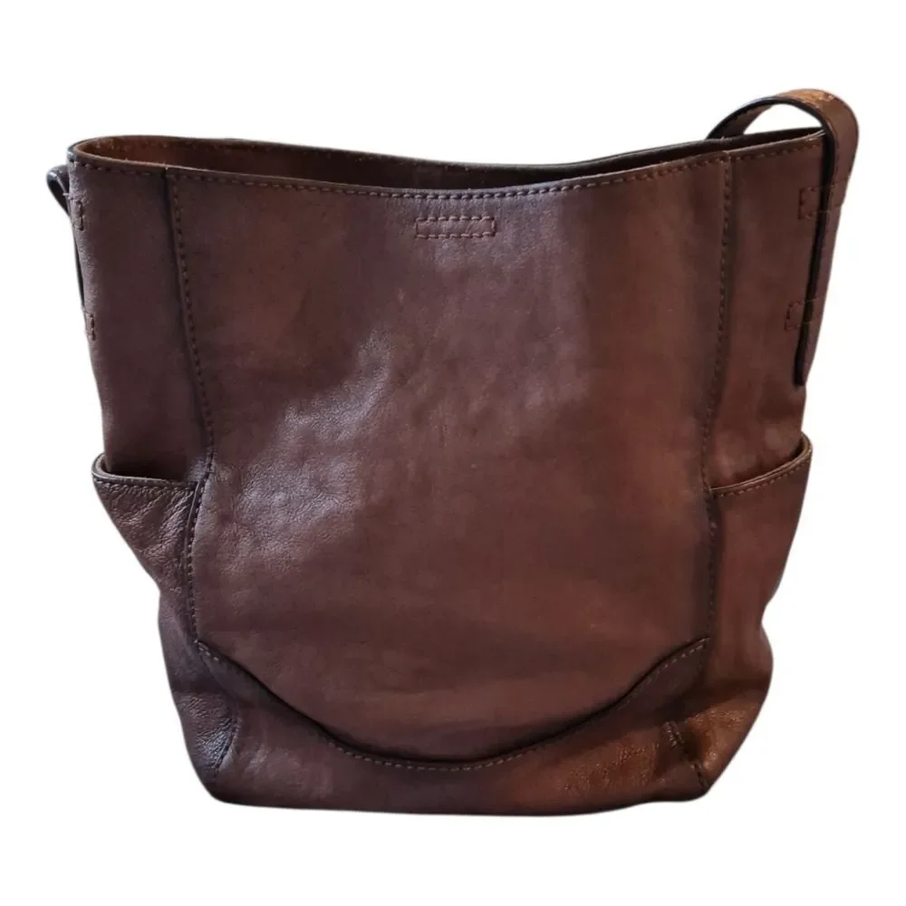 Frye Leather Side Pocket Hobo Cognac 34DB323